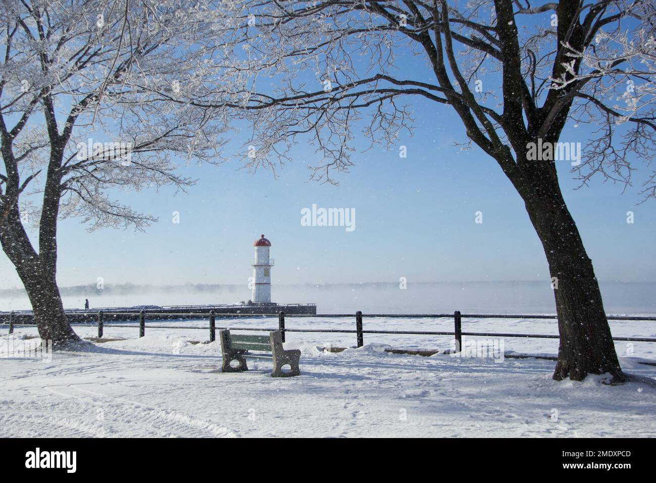 Cold and snowy day, Lachine, Montreal Stock Photo