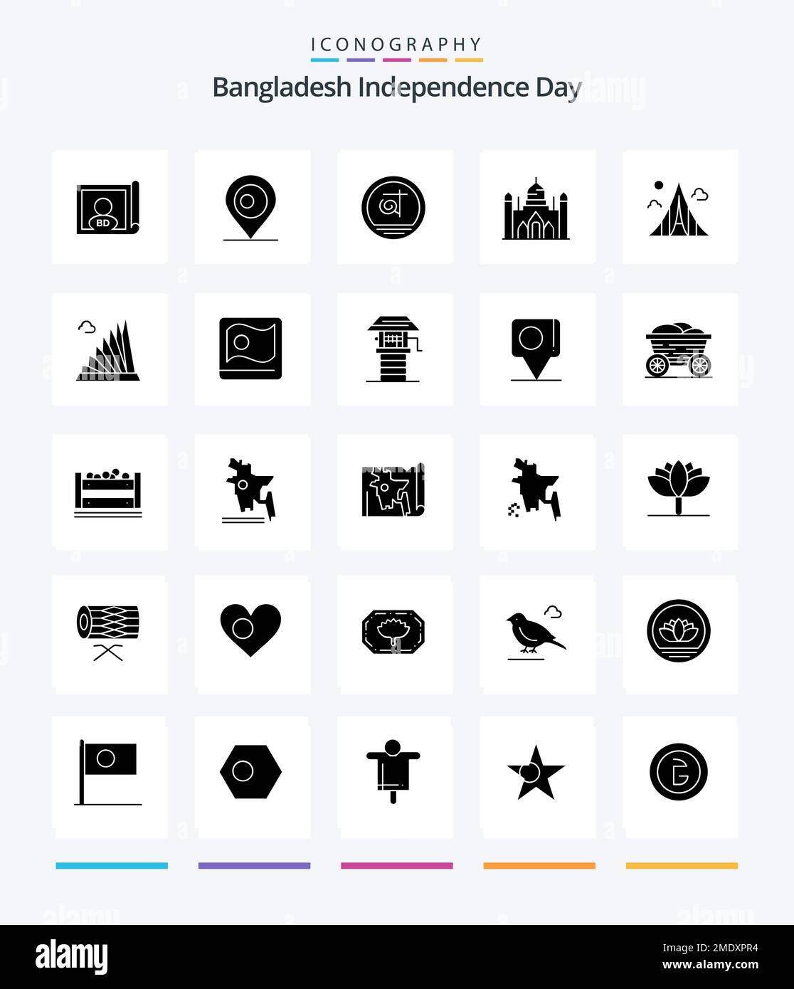 Creative Bangladesh Independence Day 25 Glyph Solid Black icon pack