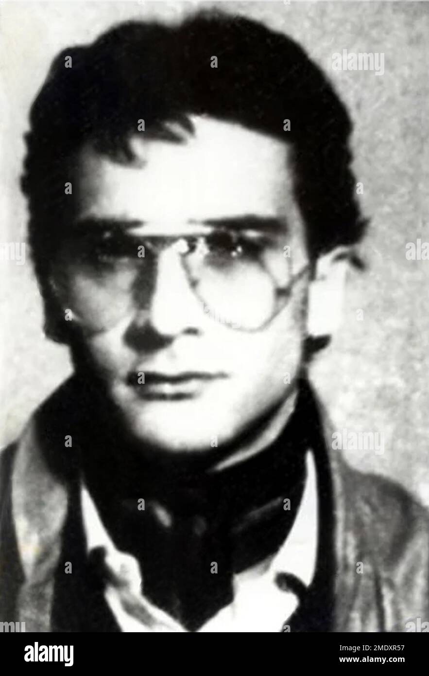 1982 ca, Castelvetrano , Trapani ,  ITALY : The celebrated italian COSA NOSTRA Mafioso and killer criminal outlaw MATTEO MESSINA DENARO ( born 26 april 1962 also known as Diabolik or U Siccu ) aged 18. Was a Sicilian Mafia boss from Castelvetrano . He was considered to be one of the new leaders of the Sicilian mob after the arrests of Bernardo Provenzano on 2006 and Salvatore Lo Piccolo in 2007 . The son of a Mafia boss Francesco Denaro . After 30 years on the run, he was arrested on 16 January 2023 in a private clinic in Sicily's capital, Palermo . Photoboth diffused by the italian Police and Stock Photo