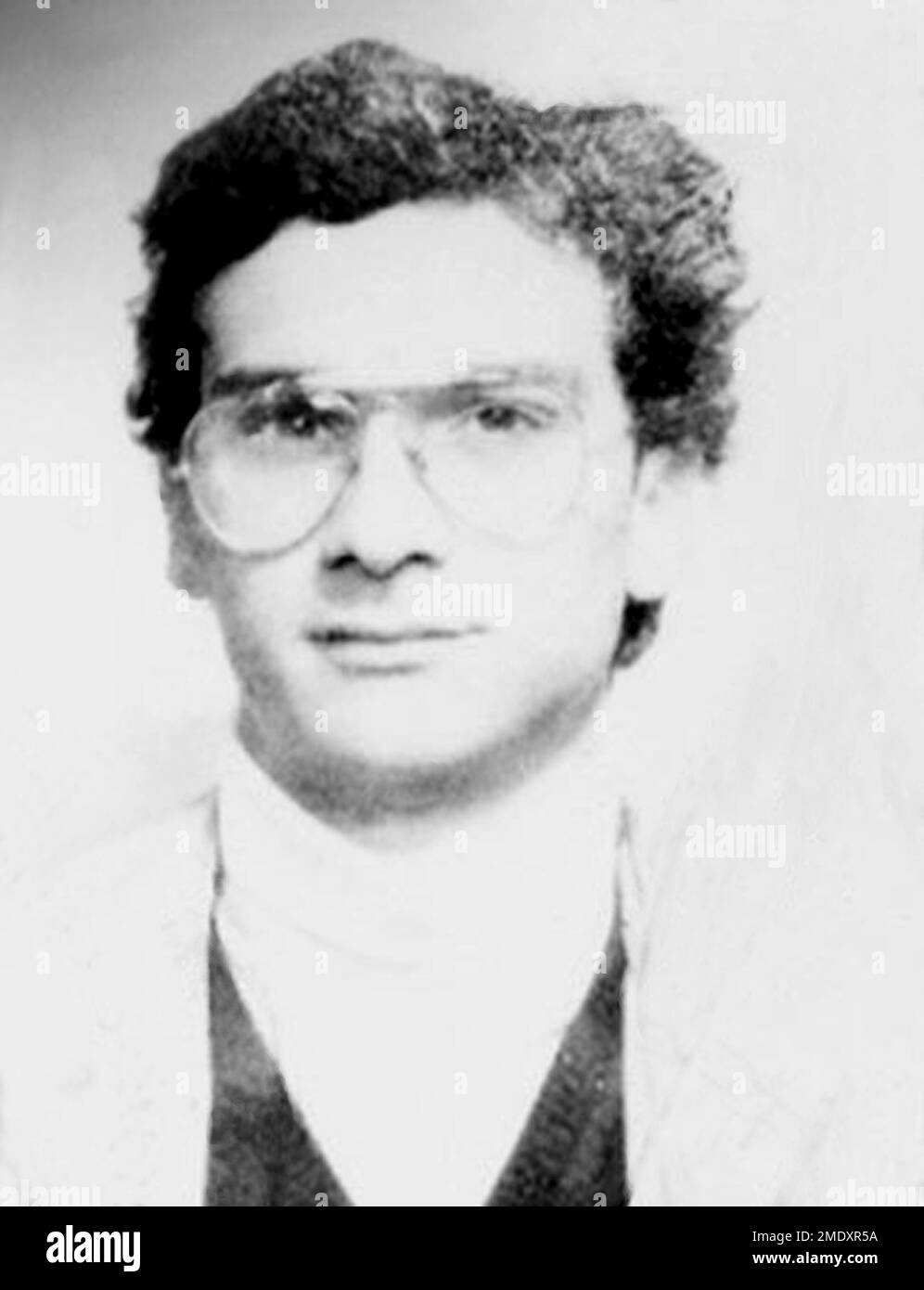 1980 ca, Castelvetrano , Trapani ,  ITALY : The celebrated italian COSA NOSTRA Mafioso and killer criminal outlaw MATTEO MESSINA DENARO ( born 26 april 1962 also known as Diabolik or U Siccu ) aged 20 . Was a Sicilian Mafia boss from Castelvetrano . He was considered to be one of the new leaders of the Sicilian mob after the arrests of Bernardo Provenzano on 2006 and Salvatore Lo Piccolo in 2007 . The son of a Mafia boss Francesco Denaro . After 30 years on the run, he was arrested on 16 January 2023 in a private clinic in Sicily's capital, Palermo . Photoboth diffused by the italian Police an Stock Photo