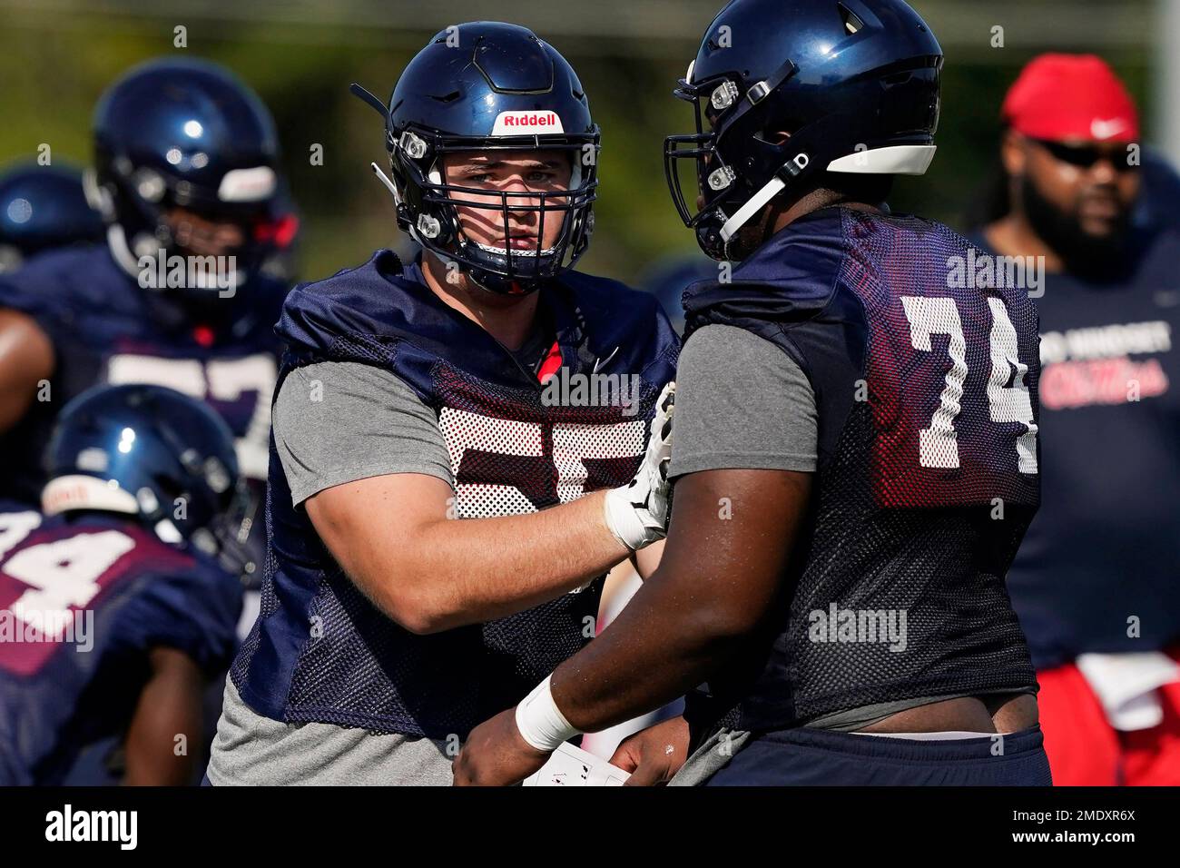 Ben Cade Mississippi NCAA college football center Ben Brown (55) blocks Erick ...