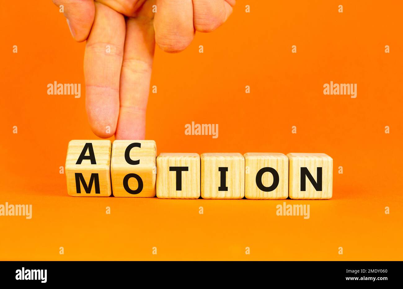 Action or motion symbol. Concept word Motion and Action on wooden cubes ...