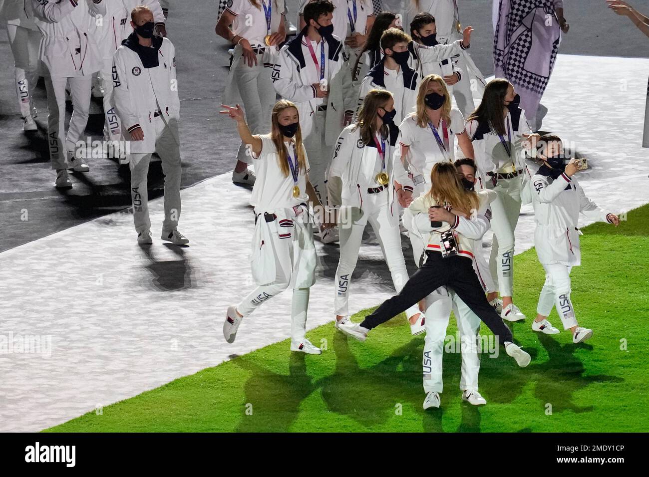 United States of America athletes walk in during the closing ceremony ...