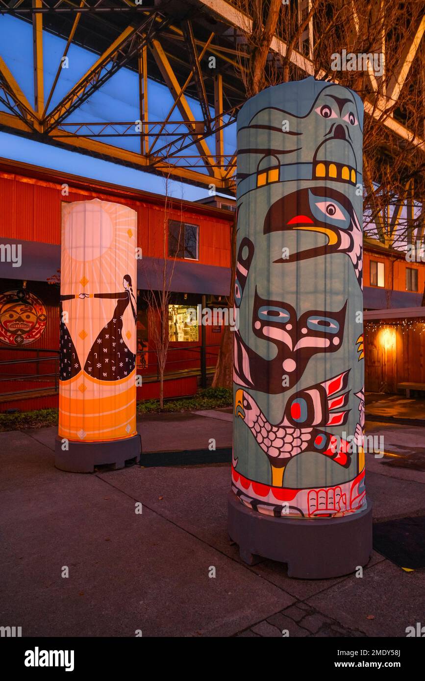 Ocean Artworks, Lantern City art installation, Granville Island, Vancouver, British Columbia, Canada Stock Photo
