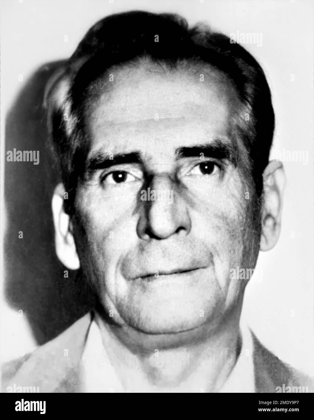 1990 ca, Castelvetrano , Trapani ,  ITALY :The Mafia Boss  FRANCESCO MESSINA DENARO ( 1928 - 1998 ), aka DON CICCIO , italian COSA NOSTRA Mafioso , father of killer criminal outlaw MATTEO MESSINA DENARO ( born 26 april 1962 also known as Diabolik or U Siccu ) . Photoboth diffused by the italian Police . Unknown photographer . -  HISTORY - FOTO STORICHE  - FOTO TESSERA SEGNALETICA  - FOTOTESSERA - PORTRAIT - RITRATTO - lens - occhiali da Stock Photo