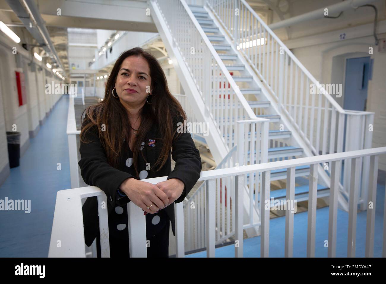 Pia Sinha, the governor at HMP Liverpool, also known as Walton Prison, pictured in the gaol's B Wing. The prison was given a scathing report in 2017 which pointed out various failings and problems. Ms Sinha was appointed in that year and in the next two years has turned the prison around with a programme of improvements and support for inmates and infrastructure. HMP Liverpool houses a maximum of 700 prisoners with an overall staff of around 250. Stock Photo