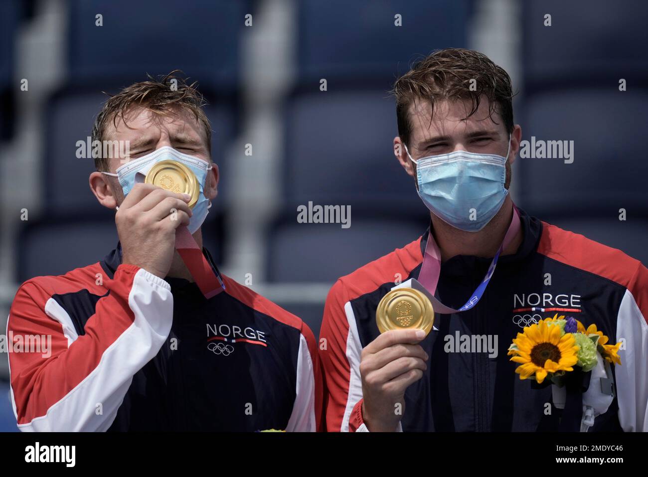 Anders Berntsen Mol, right, of Norway, and teammate Christian Sandlie
