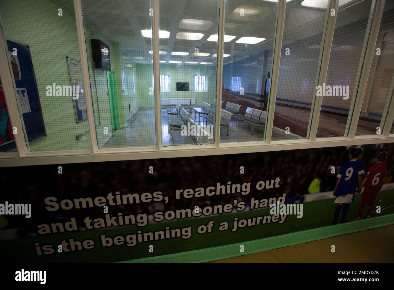 The reception area for newly-arrived prisoners at HMP Liverpool, also known as Walton Prison. The prison was given a scathing report in 2017 which pointed out various failings and problems. Present governor Pia Sinha was appointed in that year and in the next two years she turned the prison around with a programme of improvements and support for inmates and infrastructure. HMP Liverpool houses a maximum of 700 prisoners with an overall staff of around 250. Stock Photo