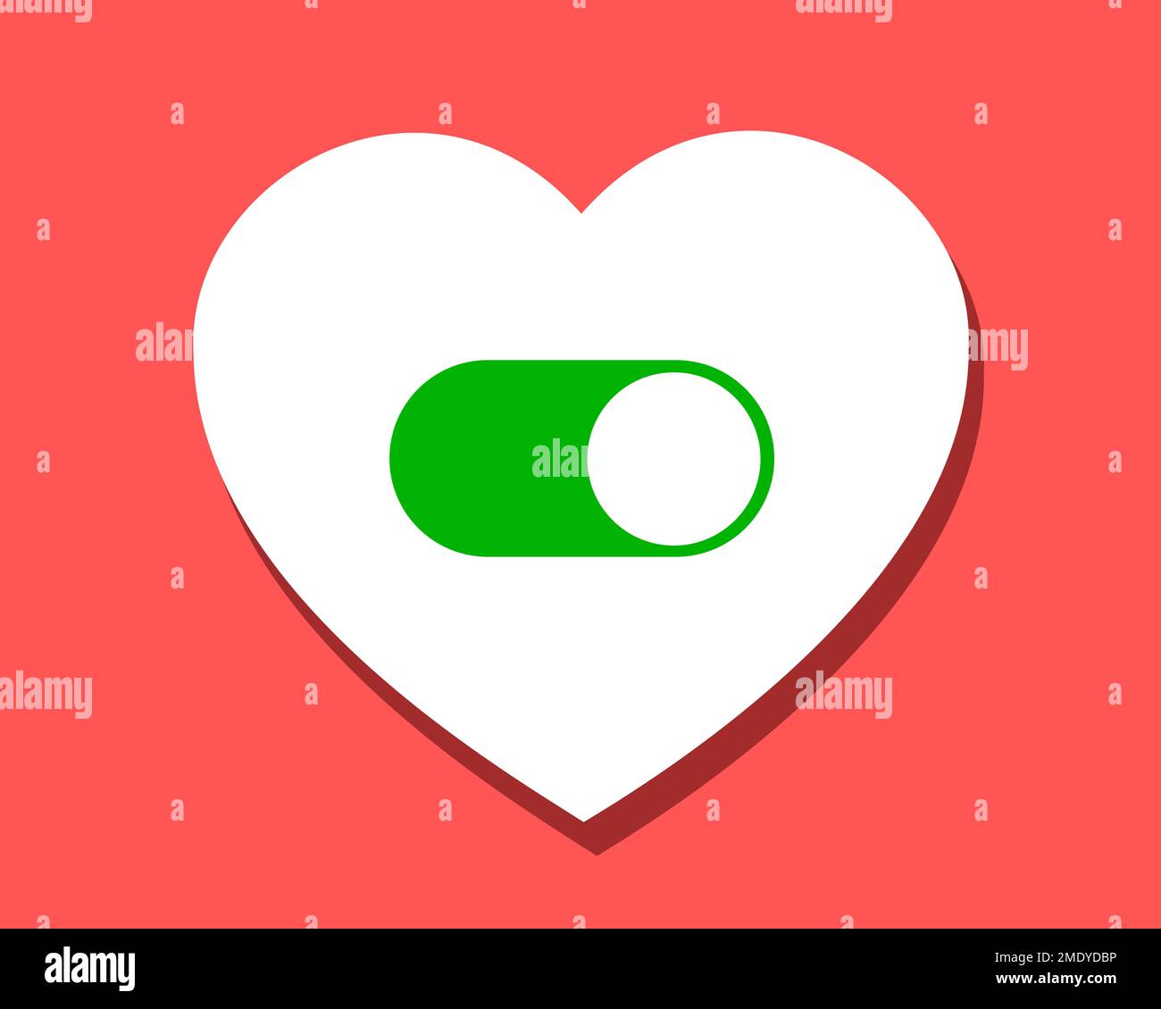 Falling in love switch button to turn on or off love heart, romance