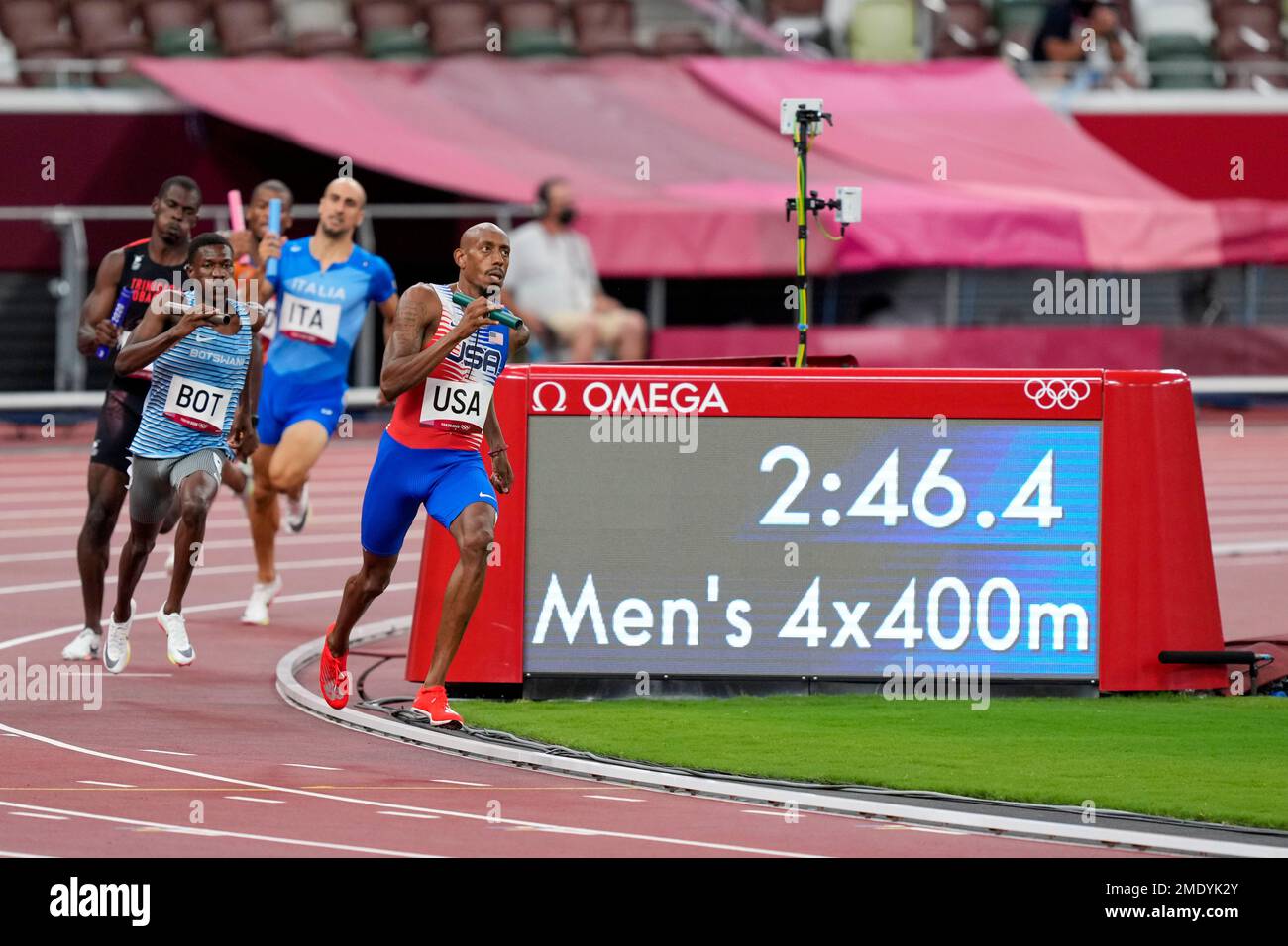 The team from the United States competes in a heat of the men