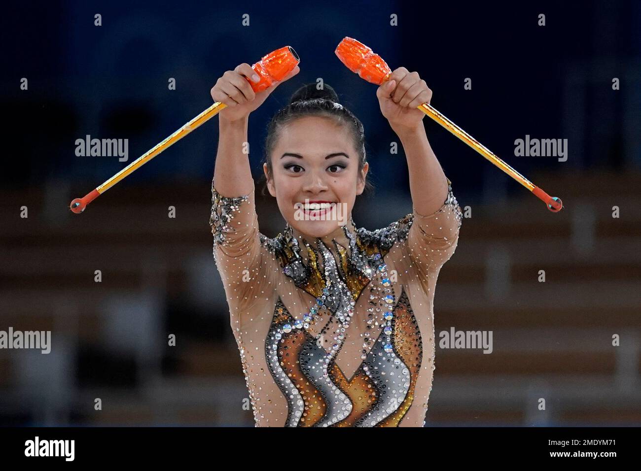 Laura Zeng, of United States, performs during the rhythmic gymnastics individual all-around qualifier at the 2020 Summer Olympics, Friday, Aug