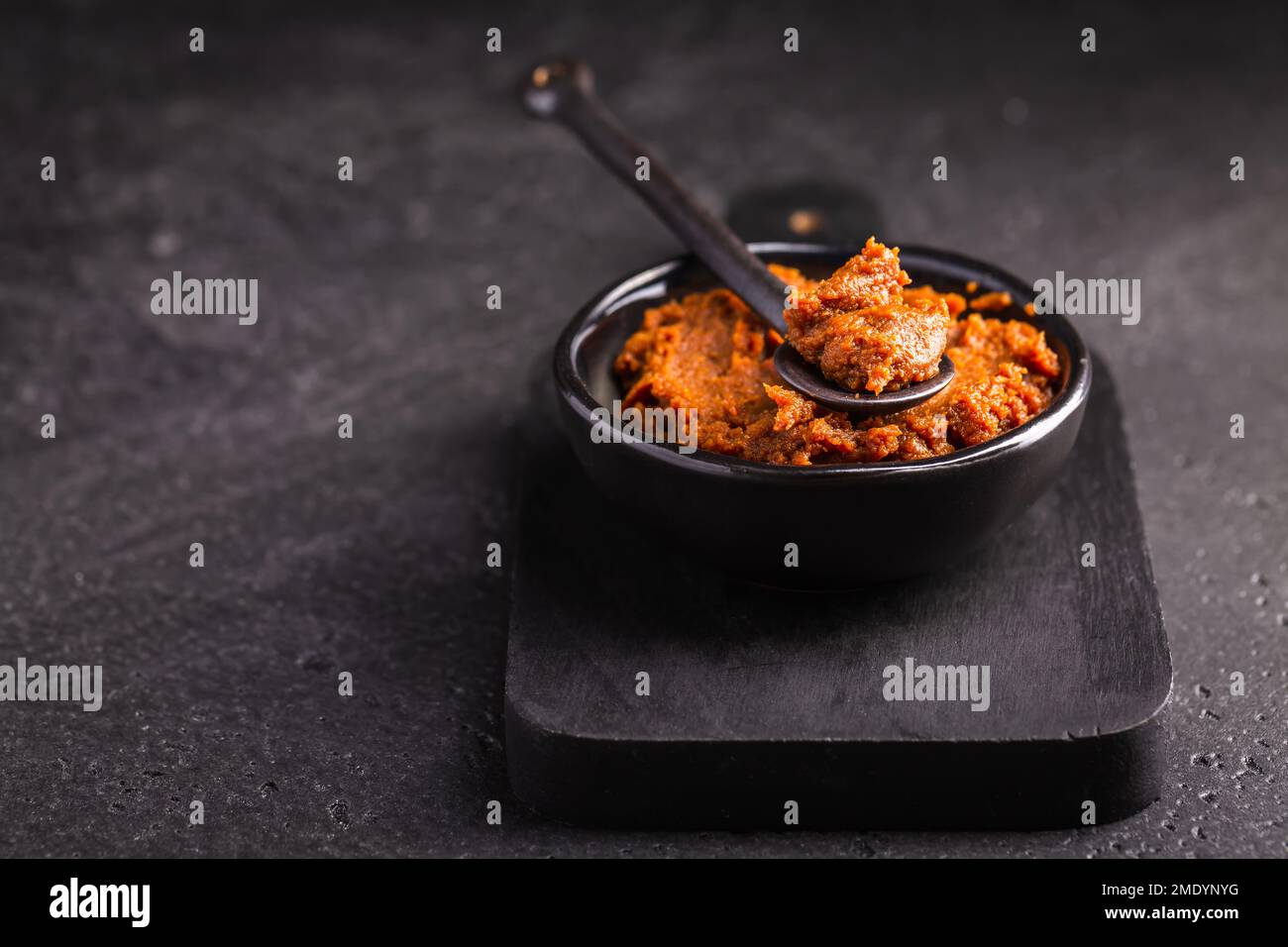 Miso paste Japanese traditional soybean processed foods, on black