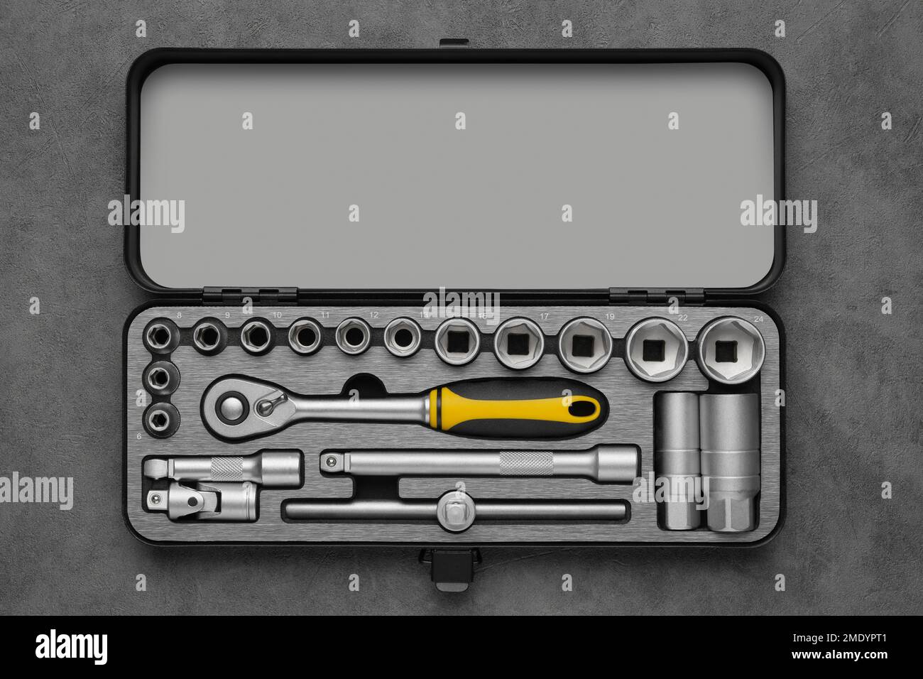 Toolbox for the car repair. Ratchet and bits tool kit. Socket wrench ...