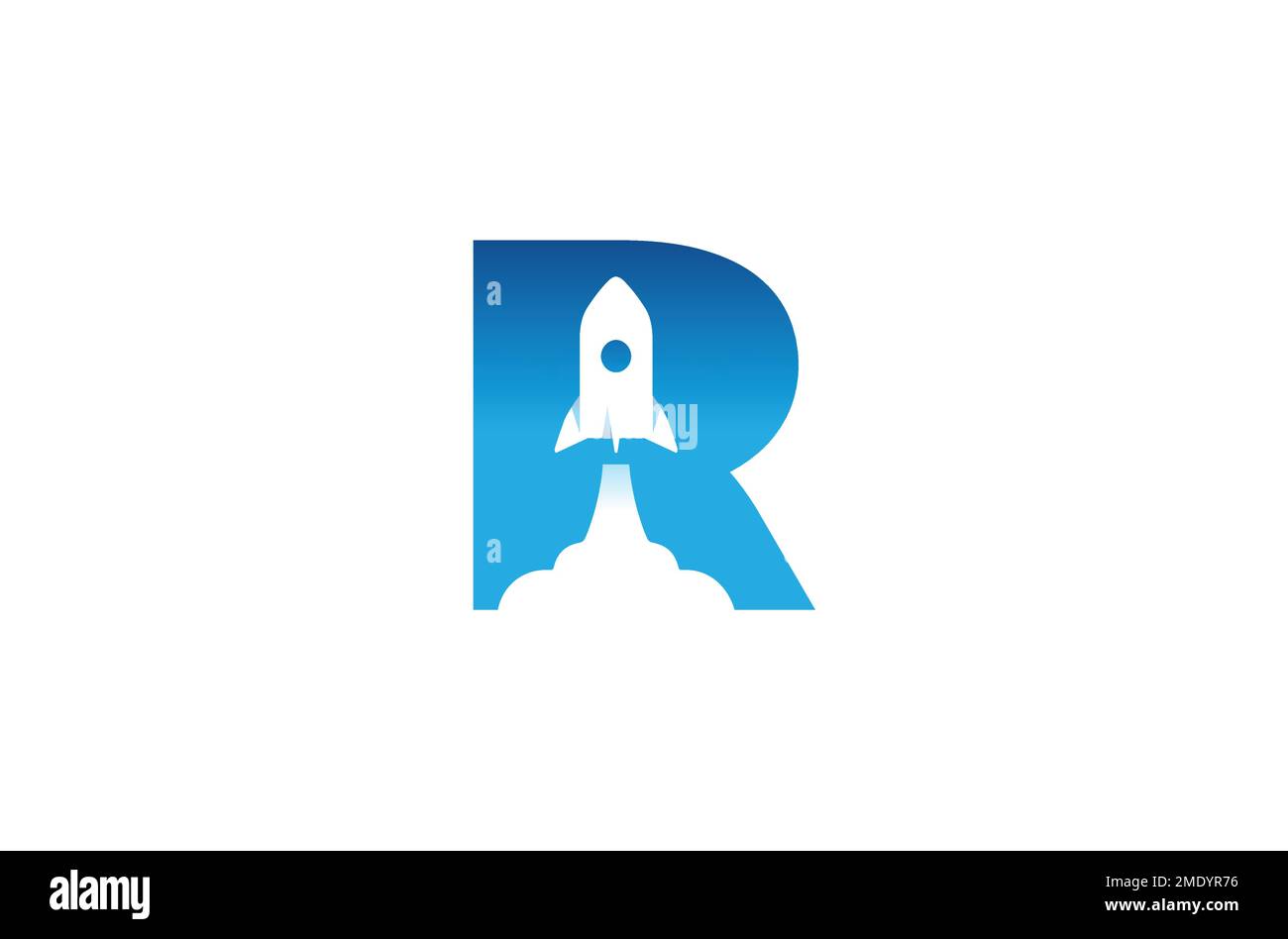 Creative blue R letter rocket jet logo vector symbol Stock Vector Image