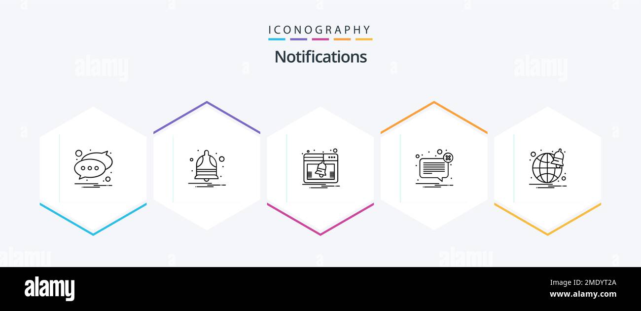 Notifications 25 Line icon pack including browser. message. web. mail ...