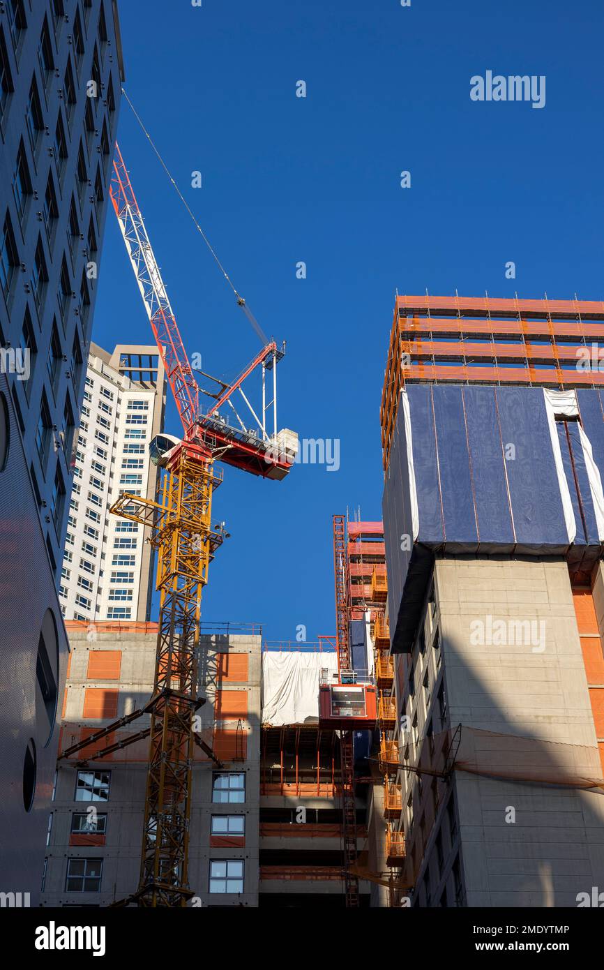 Construction machinery at the apartment construction site Stock Photo Alamy