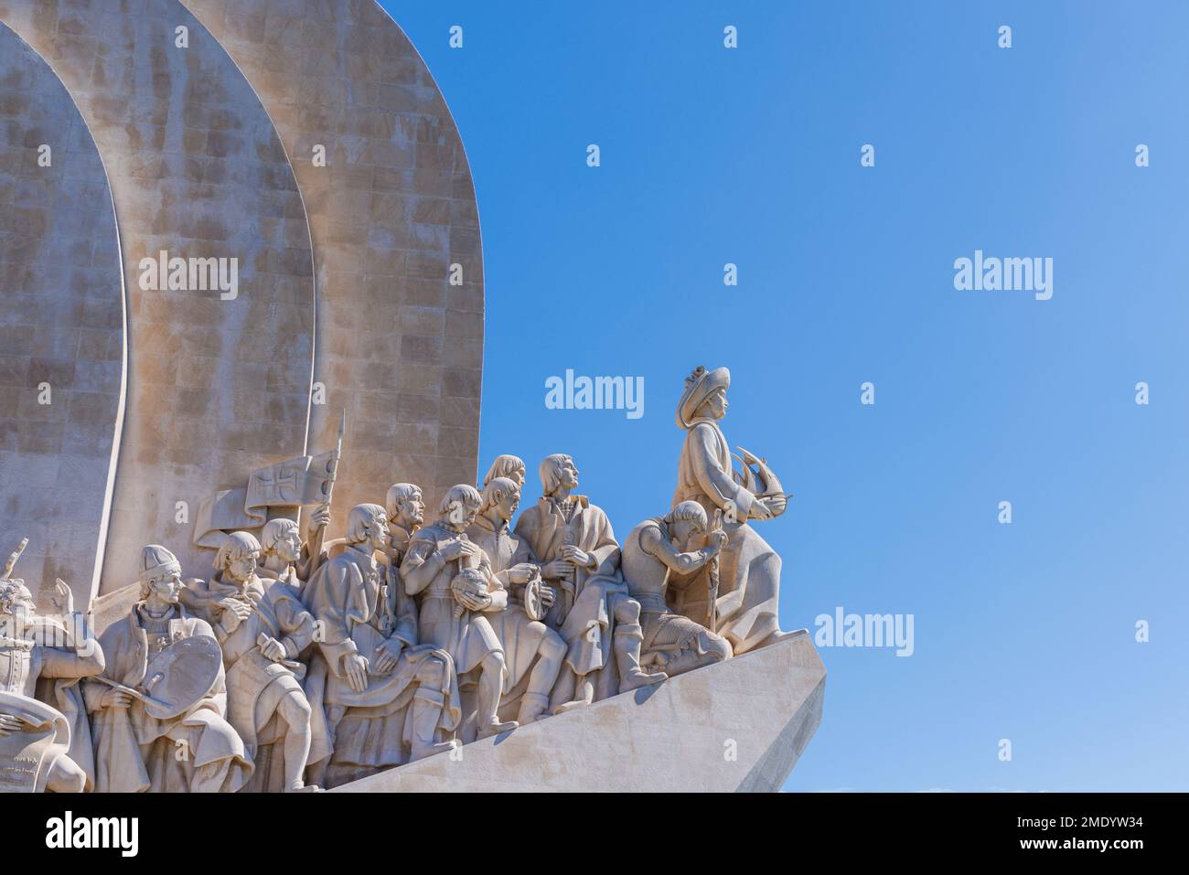 Lisbon, Portugal.  Padrão dos Descobrimentos or Monument of the Discoveries.  The monument is built in the shape of a caravel and honours Portuguese e Stock Photo