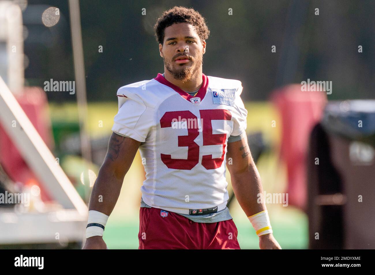 Washington Football Team running back Jaret Patterson (35) at the team's  NFL football training camp practice in Ashburn, Va., Thursday, Aug. 5,  2021. (AP Photo/Andrew Harnik Stock Photo - Alamy