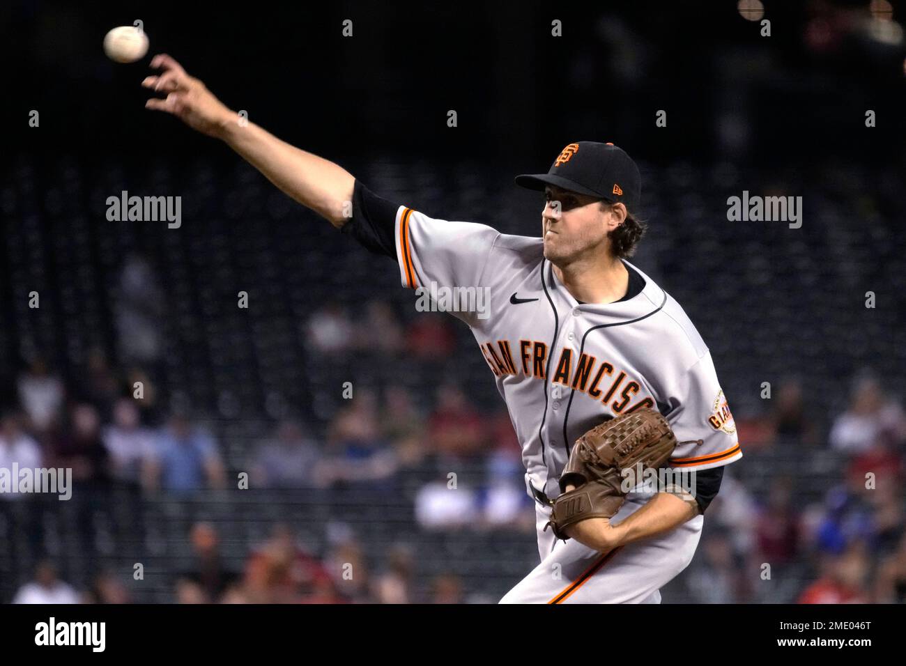 San Francisco, United States. 02nd Oct, 2021. San Francisco Giants pitcher Kevin  Gausman throws to the San Diego Padres in the first inning at Oracle Park  on Saturday, October 2, 2021 in