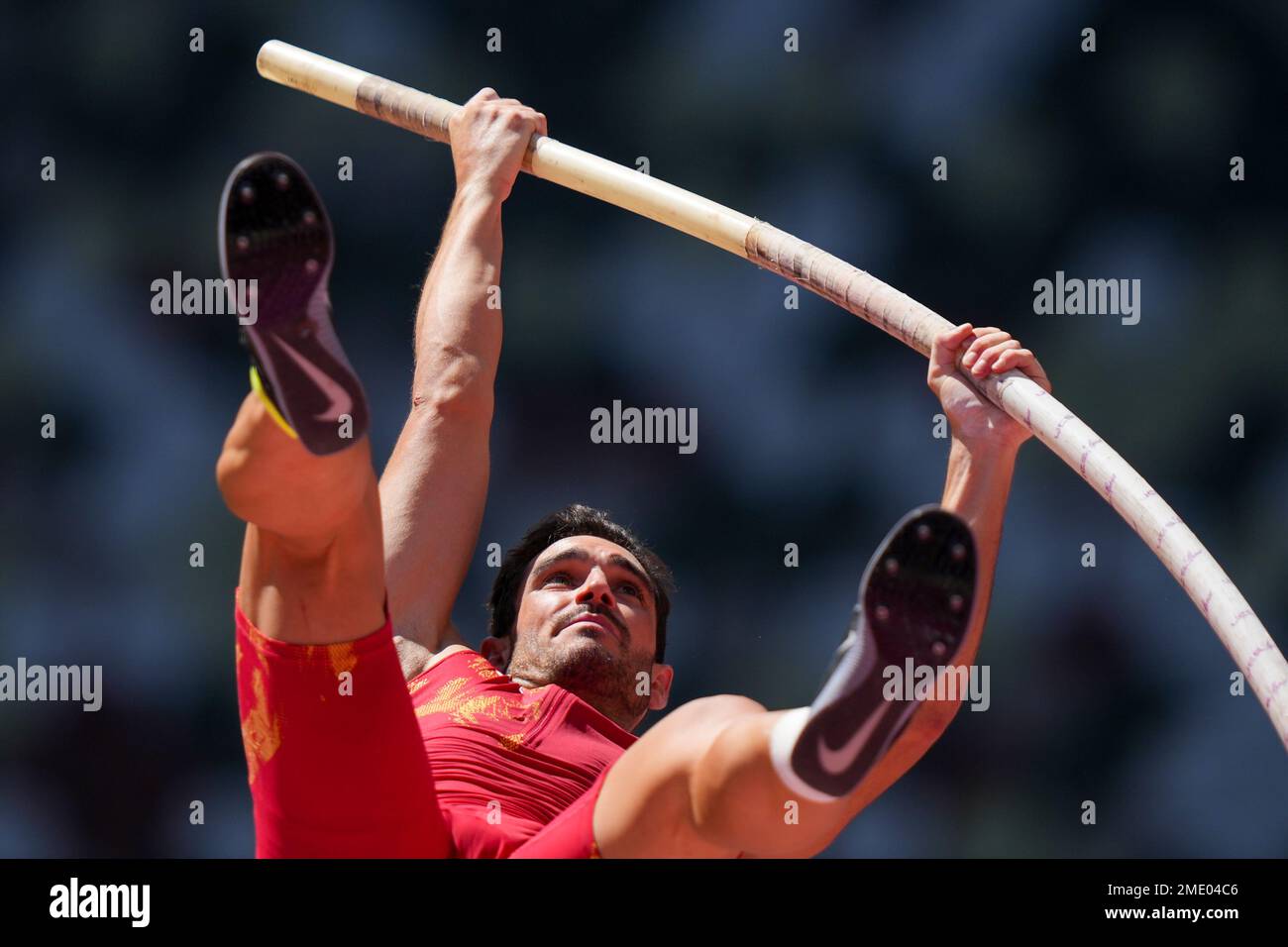 Urena, of Spain, competes in the decathlon pole vault at the 2020