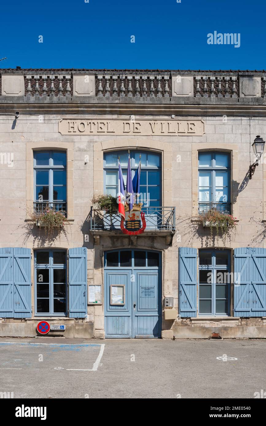 France traditional, view in summer of a typically French Hotel de Ville - town hall building - in a provincial town, Joinville, Haute-Marne, France Stock Photo