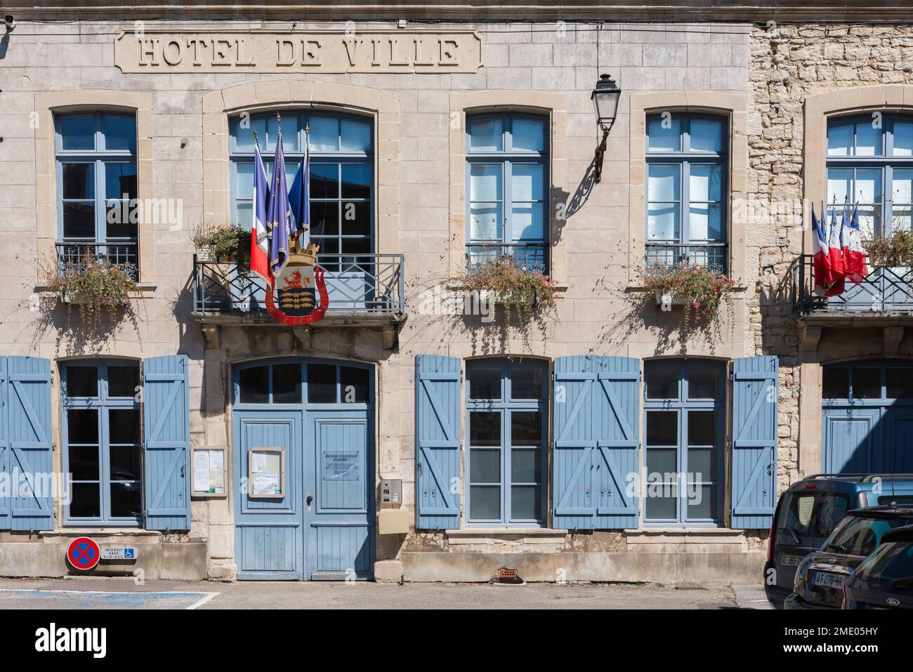 Joinville France, view in summer of  the Hotel de Ville - town hall building - in the center of the scenic town of Joinville, Haute-Marne, France Stock Photo