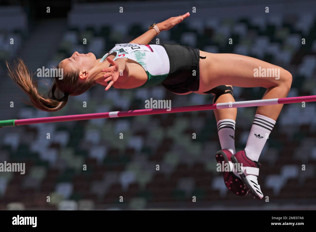 Karyna Demidik, of Belarus, competes in the qualification rounds of the