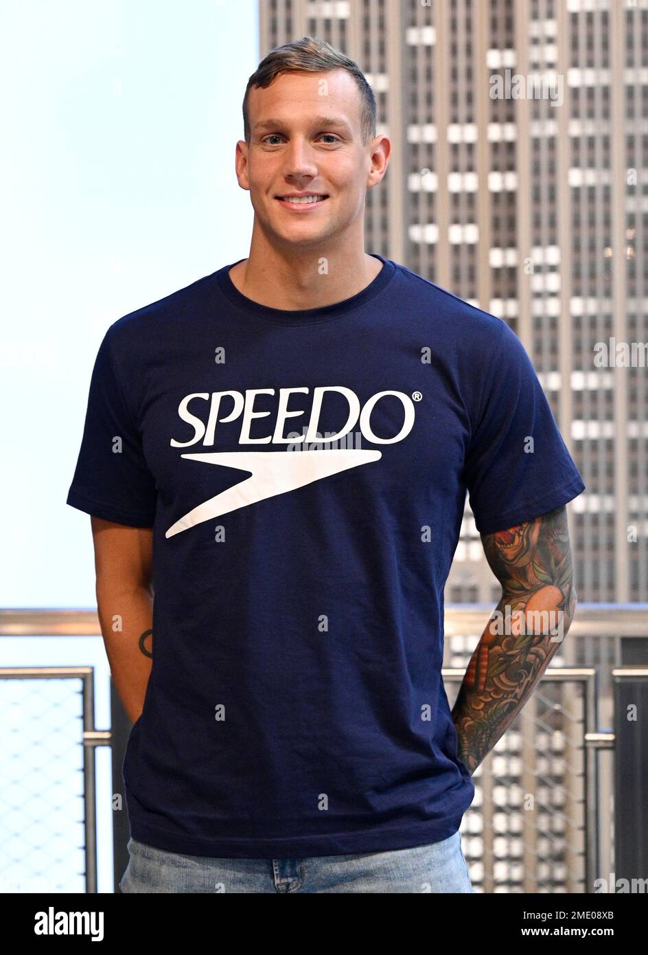 7-time U.S. swim team Olympic medalist Caeleb Dressel poses for the ...