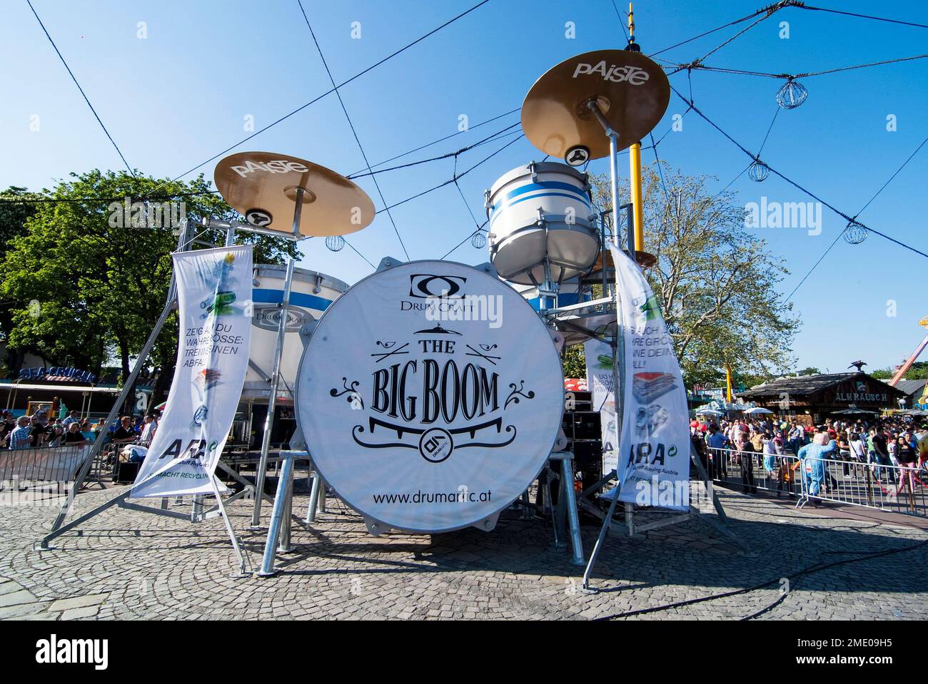 Vienna, Austria. May 1st, 2012. The biggest drum kit in the world - THE BIG BOOM - at the 1st May Festival in the Prater Stock Photo