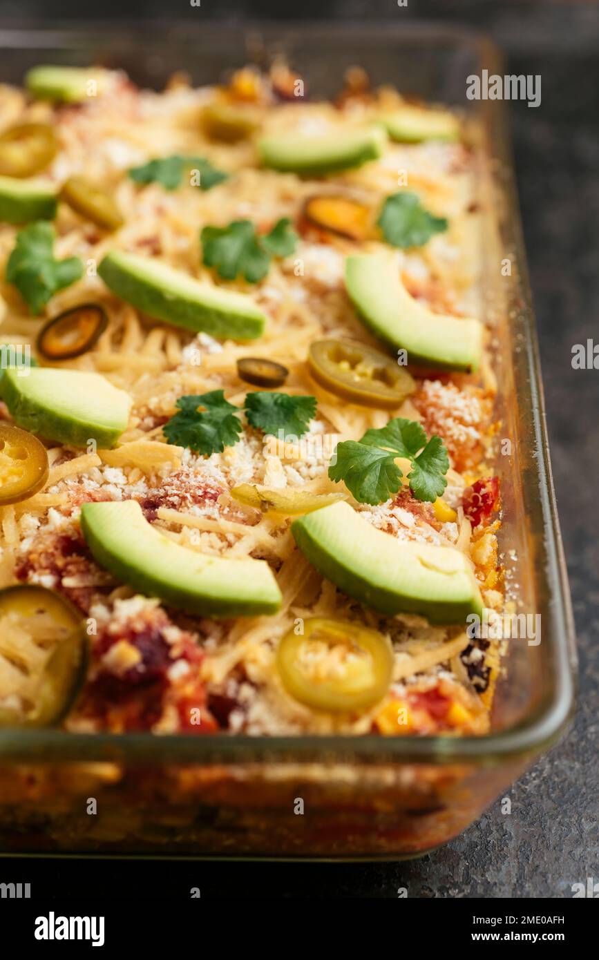 Vegan 3 Sister Casserole with corn, beans and quinoa Stock Photo Alamy