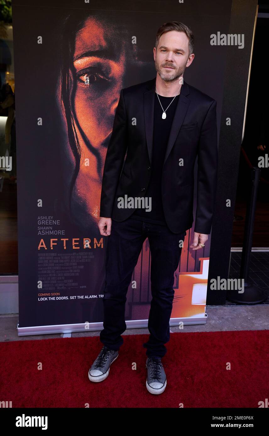 Shawn Ashmore, a cast member in "Aftermath," poses at the premiere of the film, Tuesday, Aug. 3