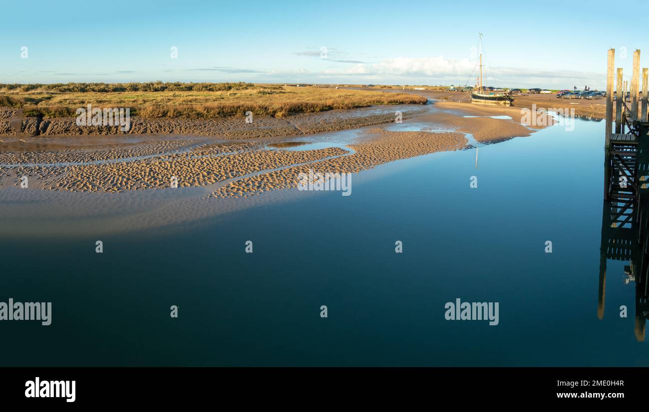 Blakeney Harbour and creek at low tide. Blakeney on the North Norfolk Coast England on the North Norfolk coast East Anglia England Stock Photo