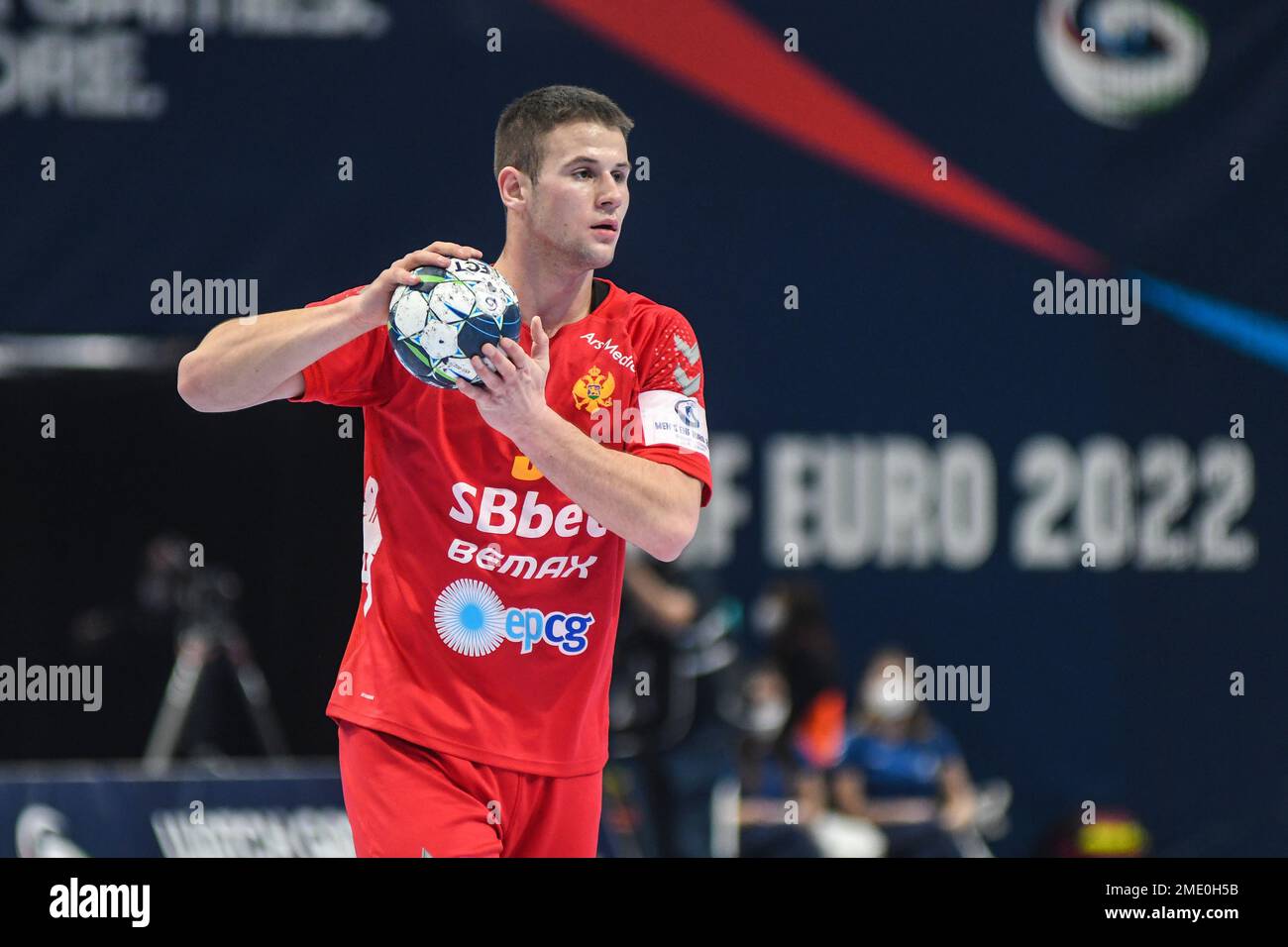 Radojica Cepic (Montenegro). EHF Euro 2022. Main Round. Stock Photo