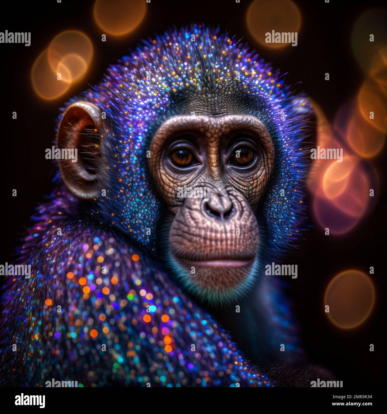 A hyperrealistic AI generated rendering of a baby Chimpanzee with