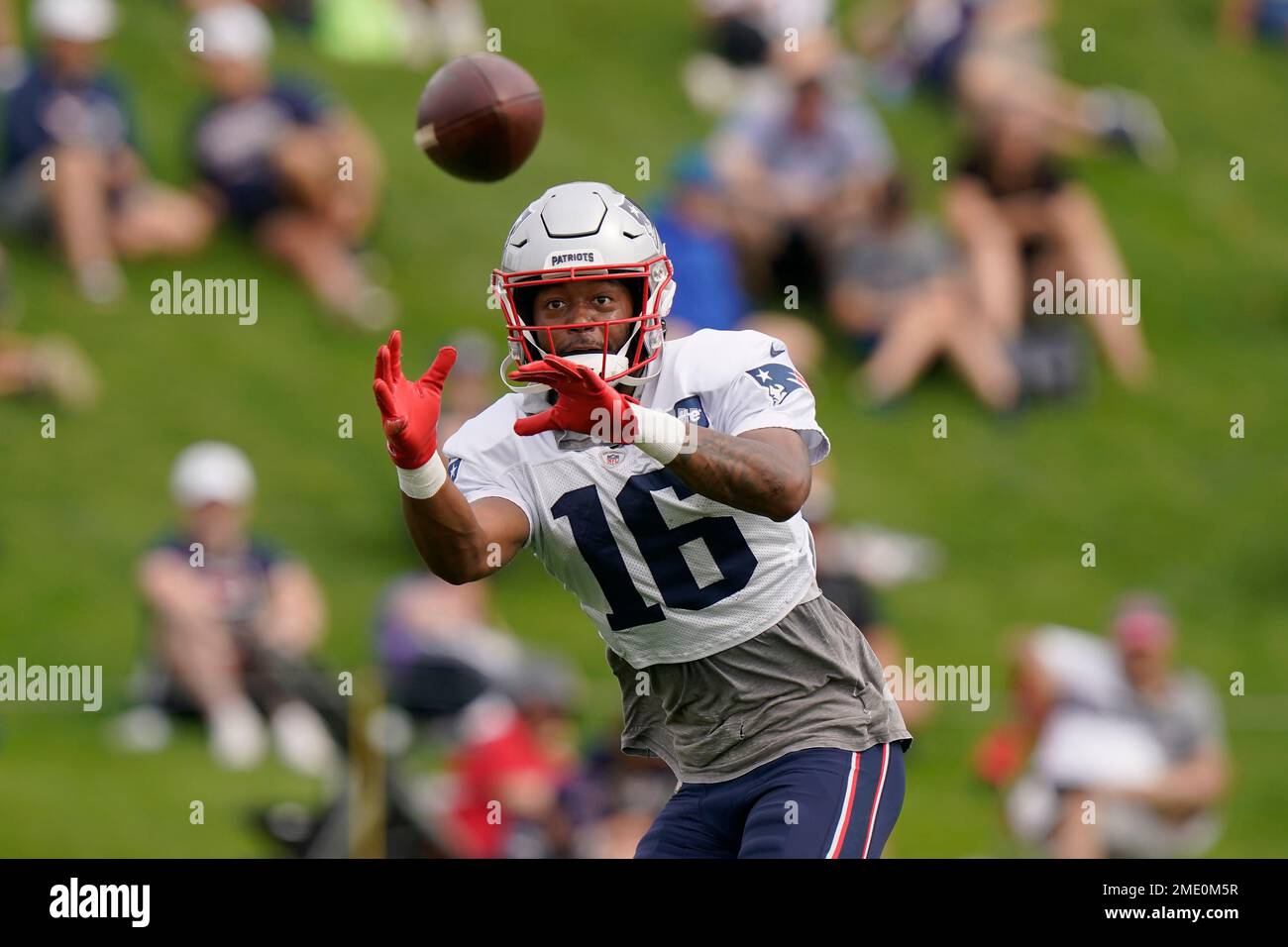 New England Patriots wide receiver Jakobi Meyers catches the ball