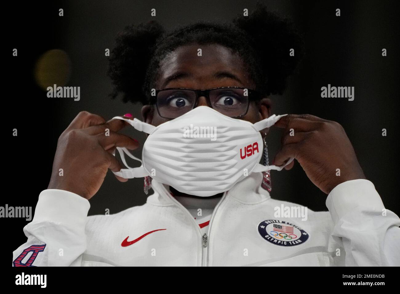 Gold medalist, United States Tamyra Marianna Stock Mensah celebrates on