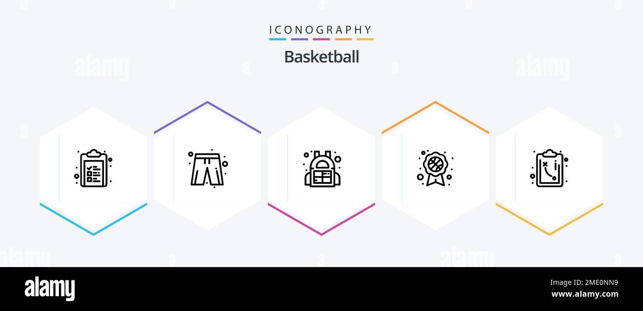 Basketball 25 Line icon pack including . strategy. bag. path. badge ...