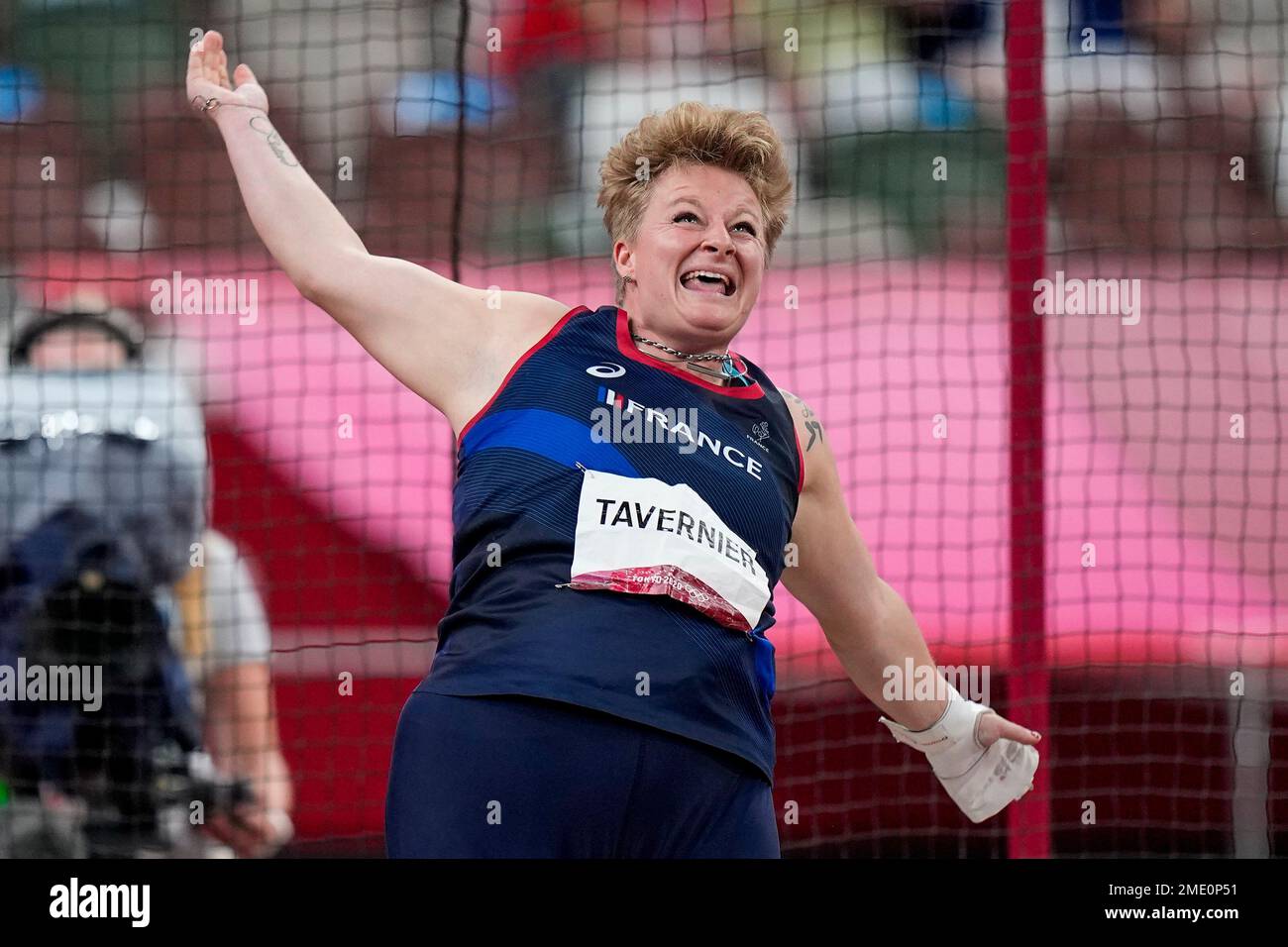 Alexandra Tavernier, of France, competes in the women's hammer throw