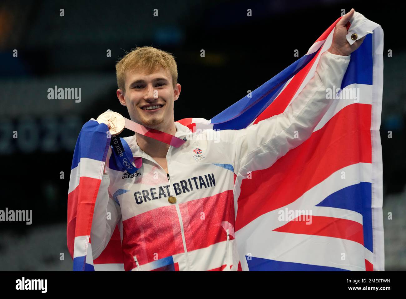 Jack Laugher of Britain pose for a photo after winning bronze medal in ...