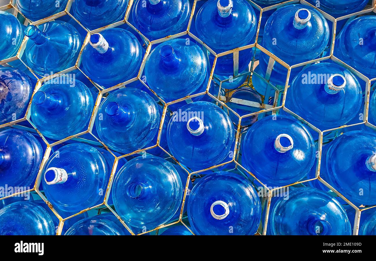 Water delivery by car in Zicatela Puerto Escondido Oaxaca Mexico Stock