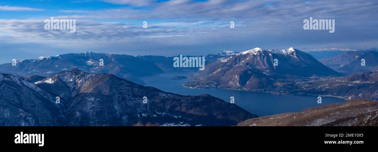 Landscape of Lake Como from Giumello Alp Stock Photo