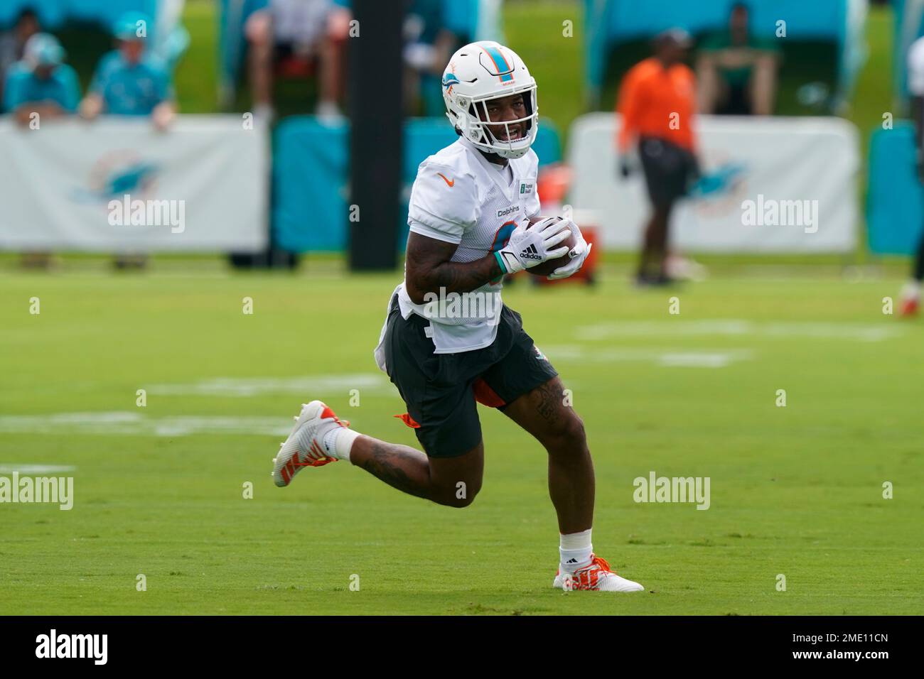 Miami Dolphins wide receiver Lynn Bowden Jr. (3) runs during an NFL  football game against the Las Vegas Raiders, Saturday, Aug. 20, 2022, in  Miami Gardens, Fla. (AP Photo/Doug Murray Stock Photo - Alamy