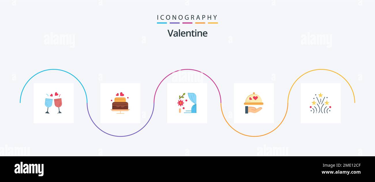 Valentine Flat 5 Icon Pack Including love. love. cake. day. valentine ...