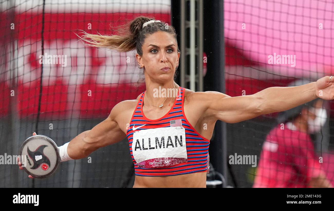 Valarie Allman, of the United States, competes in the women's discus