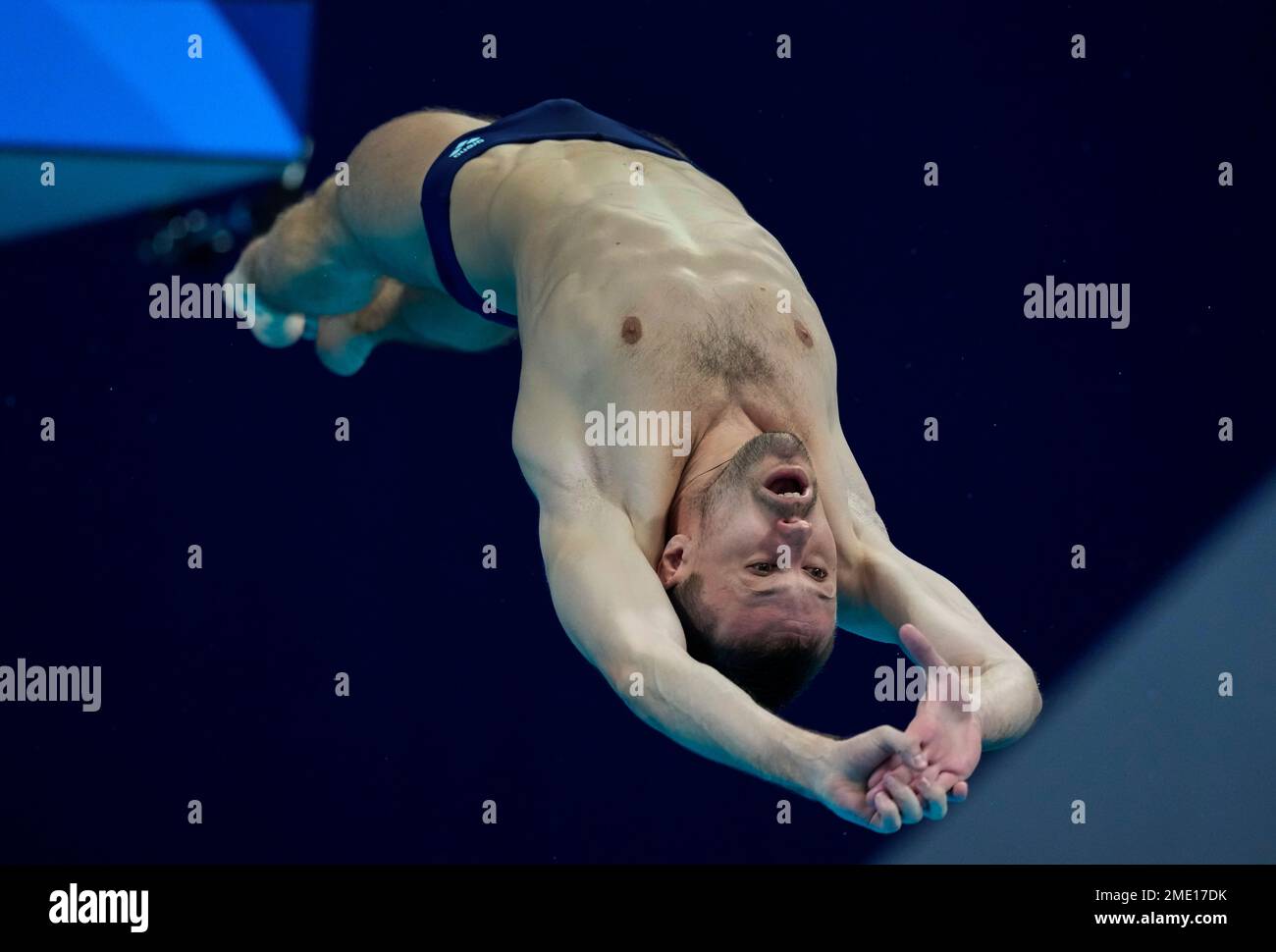Oleg Kolodiy of Ukraine competes in men's diving 3m springboard