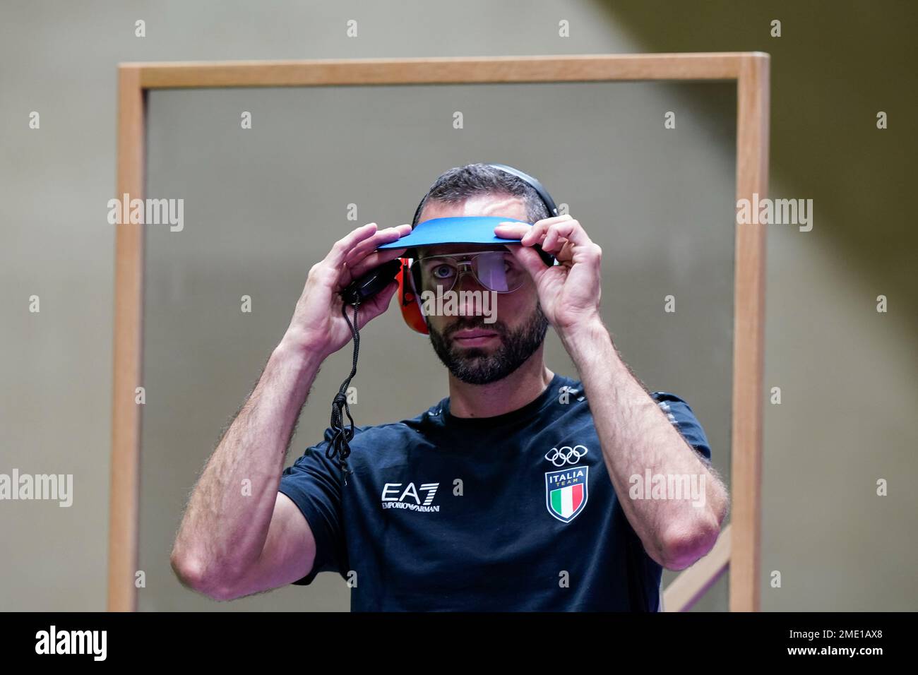 Riccardo Mazzetti, of Italy, prepares to compete in the men's 25-meter ...