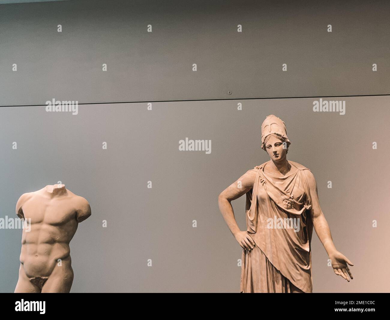 Ancient European art vintage statue and paintings displayed in a