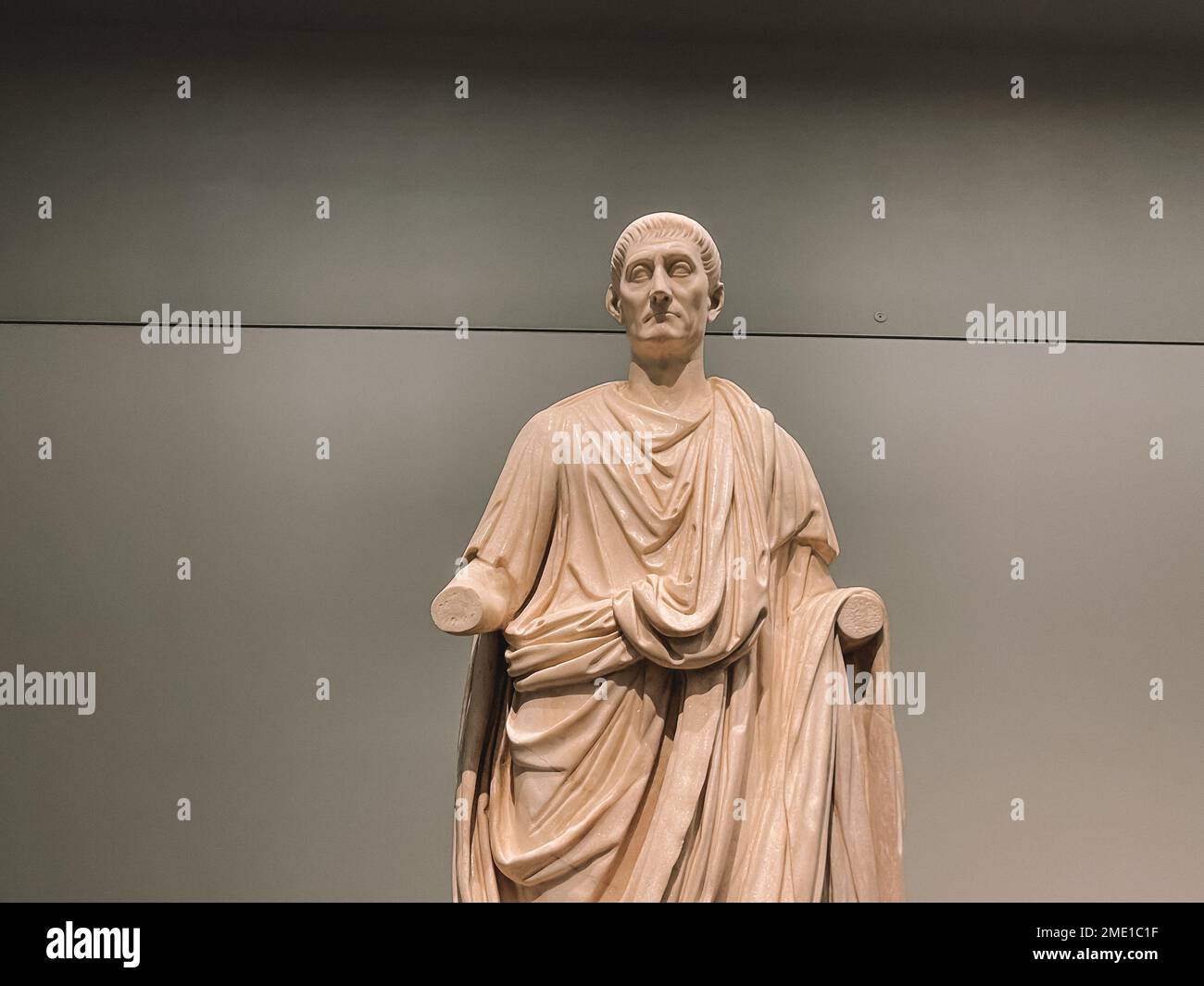 Ancient European art - vintage statue and paintings displayed in a museum - Louvre Abu Dhabi museum Stock Photo