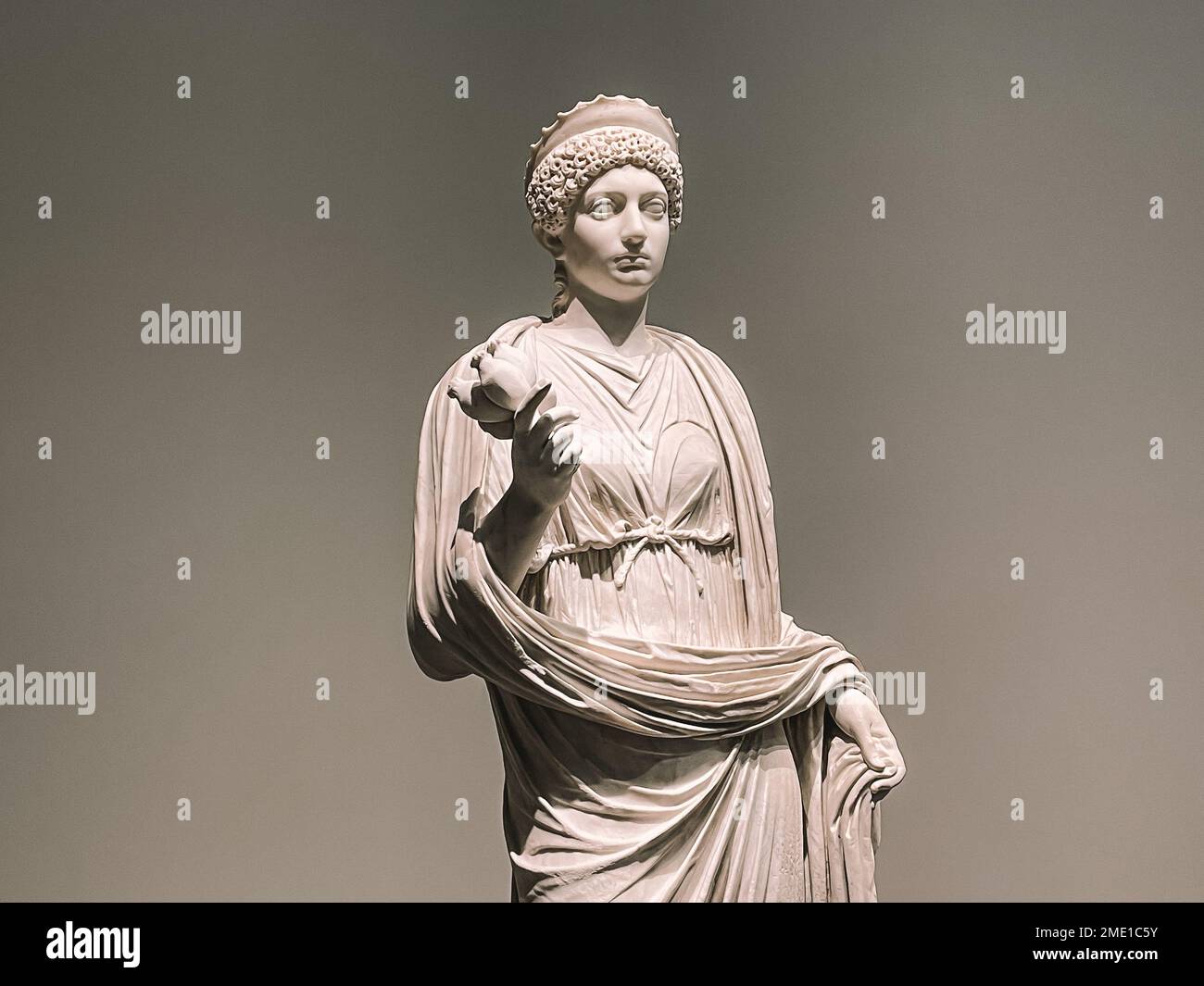 Ancient European art vintage statue and paintings displayed in a museum Louvre Abu Dhabi