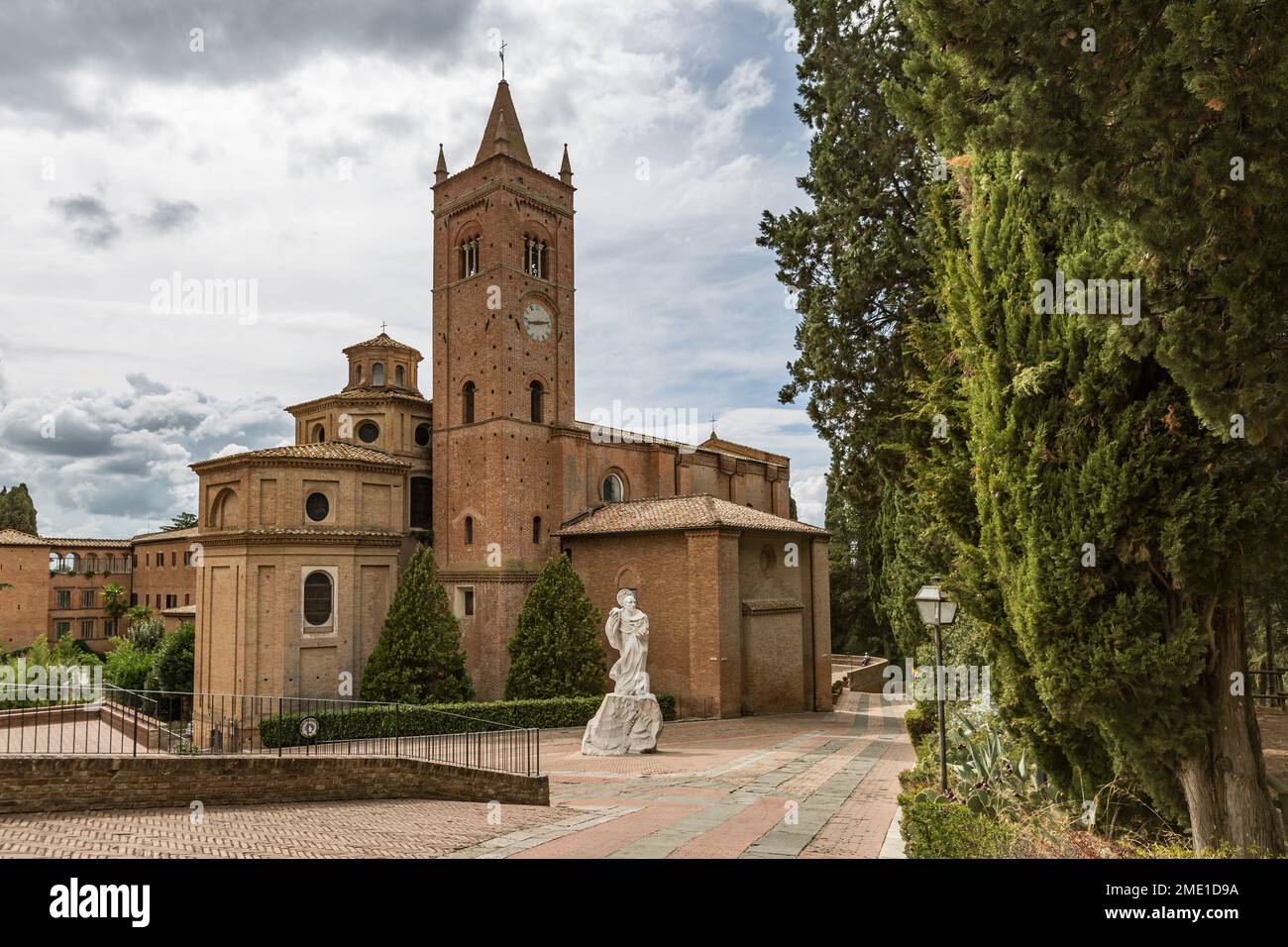 Abbazia di Monte Oliveto Maggiore, a large Benedictine monastery in Tuscany, Italy. Stock Photo